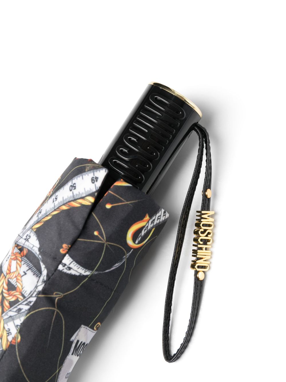 Moschino graphic-print compact umbrella - Zwart