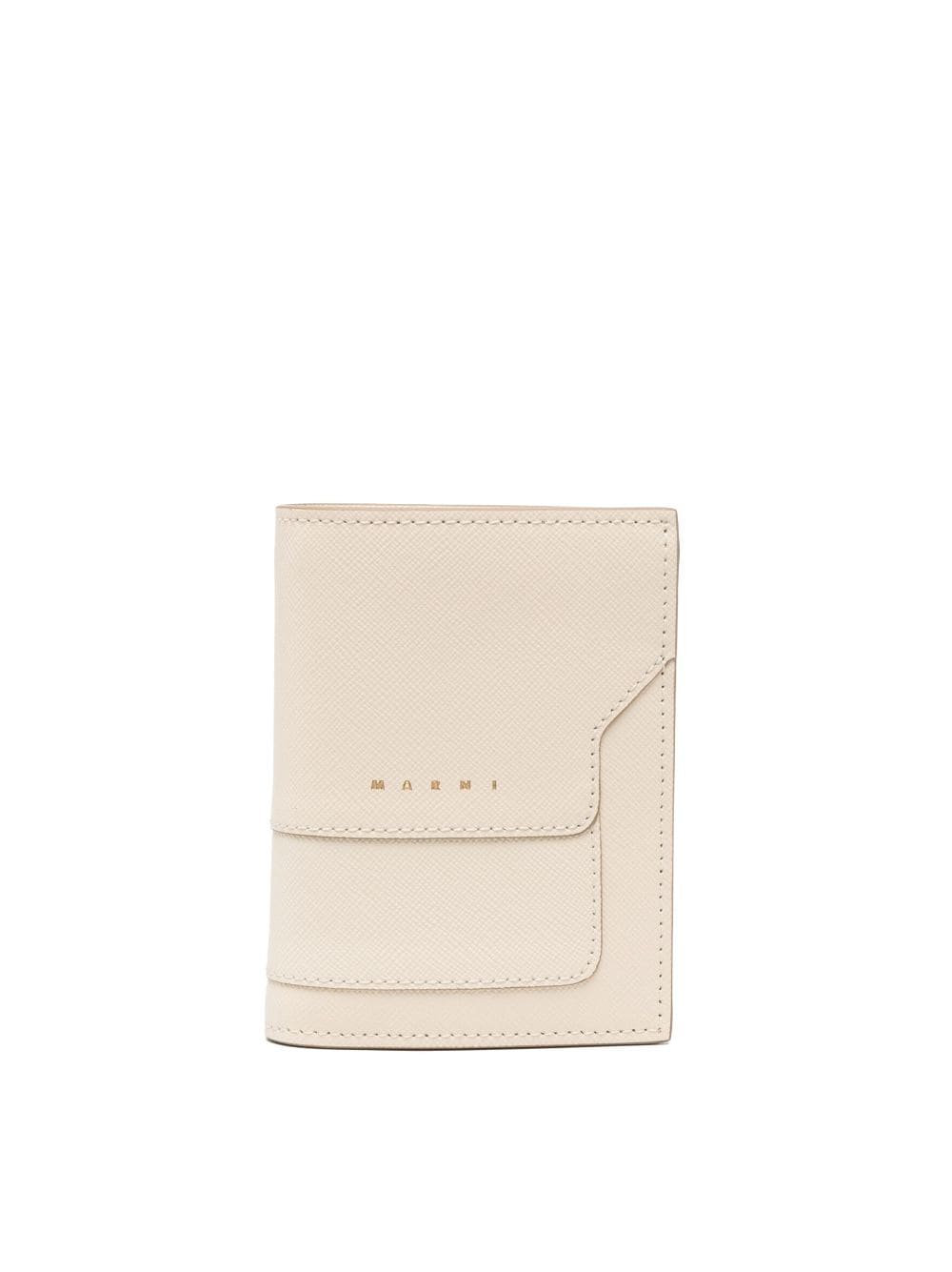 Marni Logo-stamp Leather Wallet In Neutrals