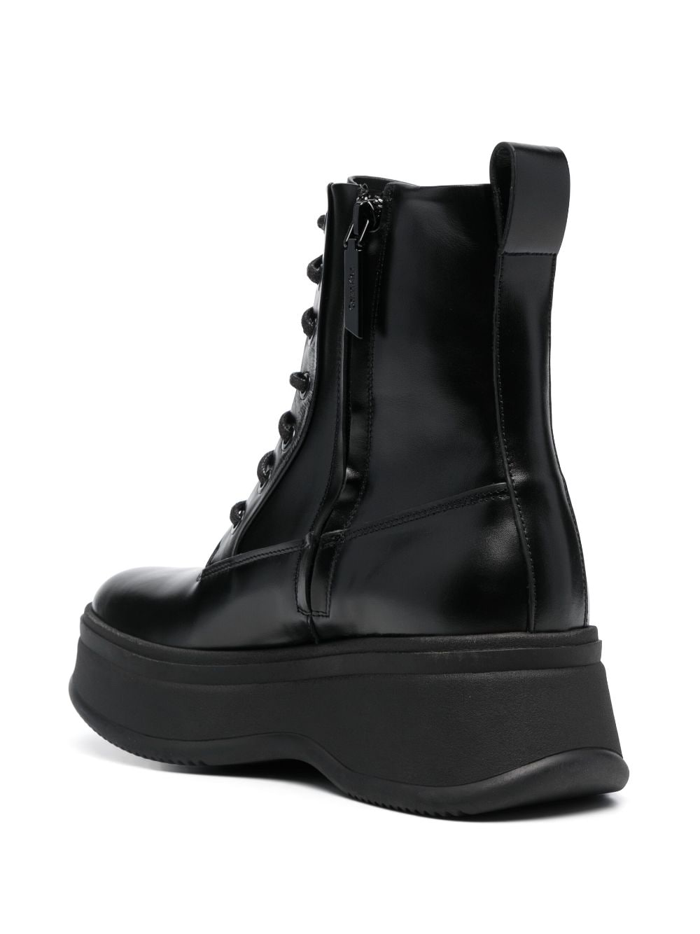 Shop Calvin Klein 55mm Lace-up Leather Boots In Schwarz