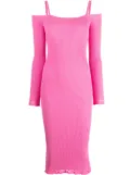 Blumarine off-shoulder ribbed-knit dress - Pink