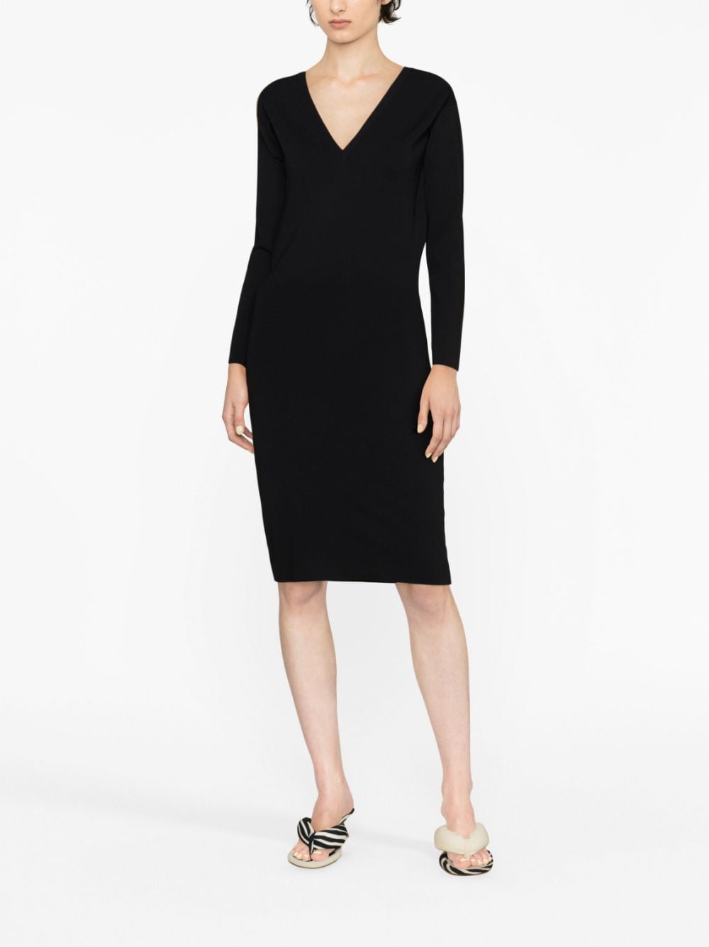 Shop Stella Mccartney V-neck Knitted Dress In Black