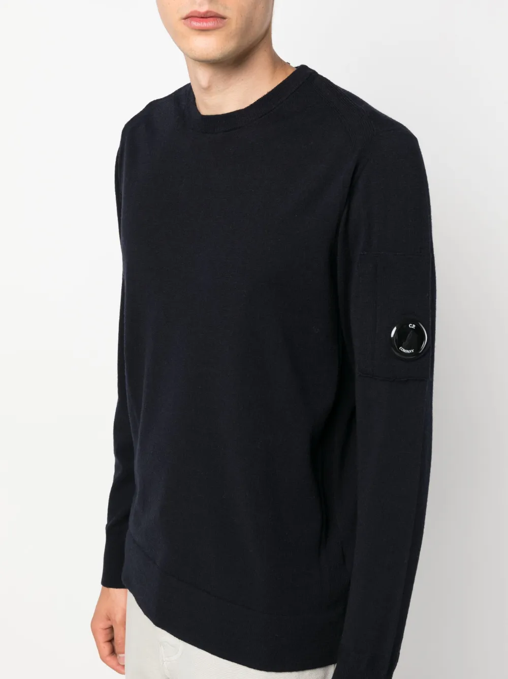 C.p. Company Cp Company Diagonal Raised Fleece Crew Neck Lens Sweatshirt In Nude