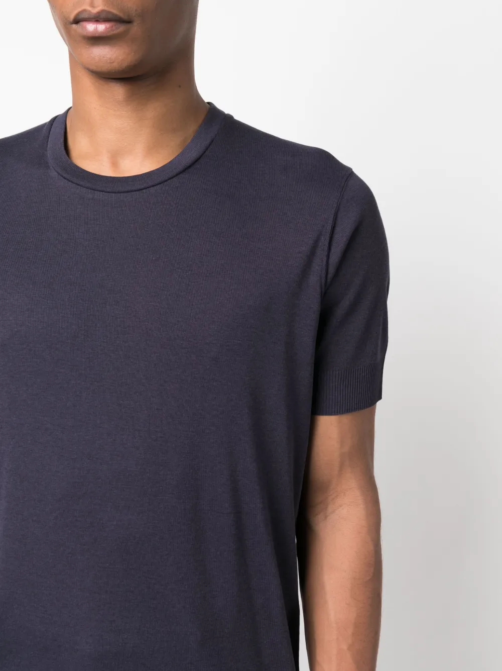 Shop Tom Ford Ribbed-trim Short-sleeved T-shirt In Blue