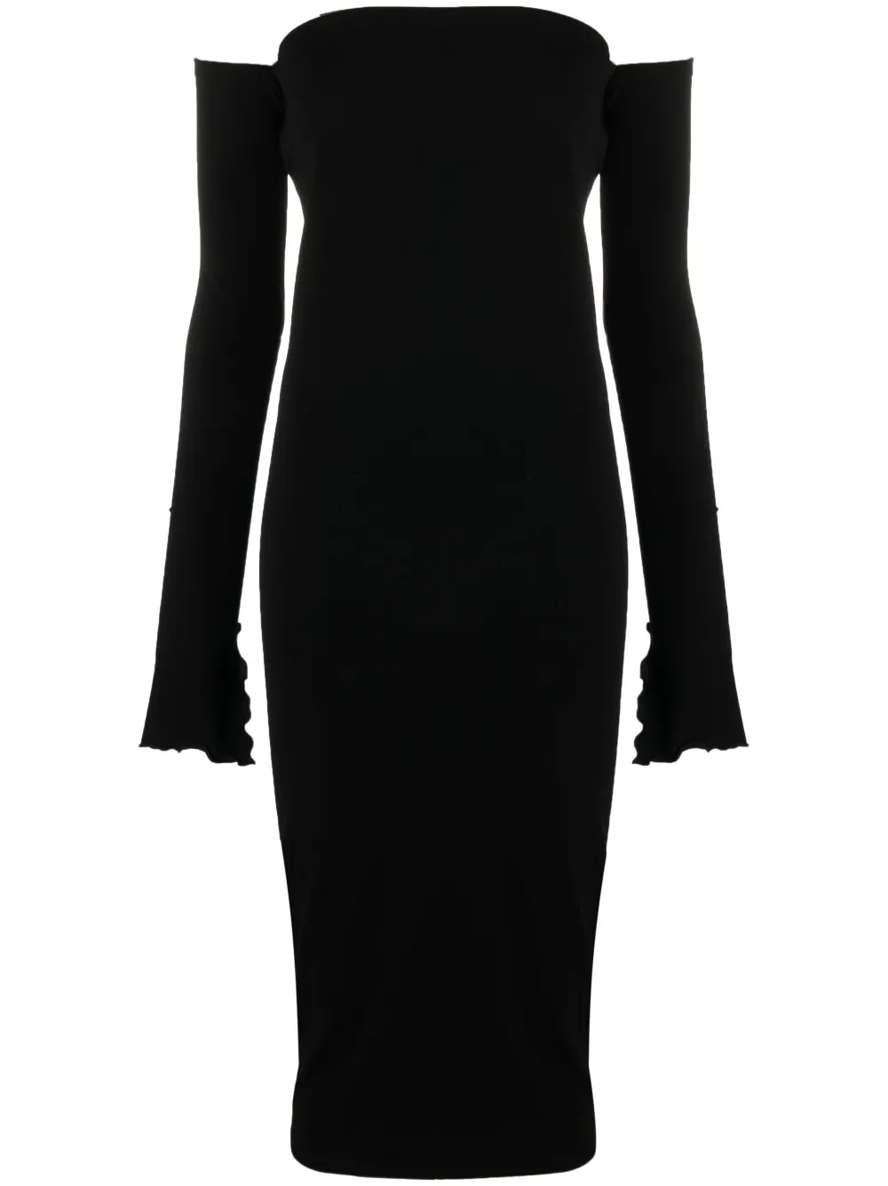 THE ANDAMANE tie-fastening off-shoulder midi dress | Black | Image 1
