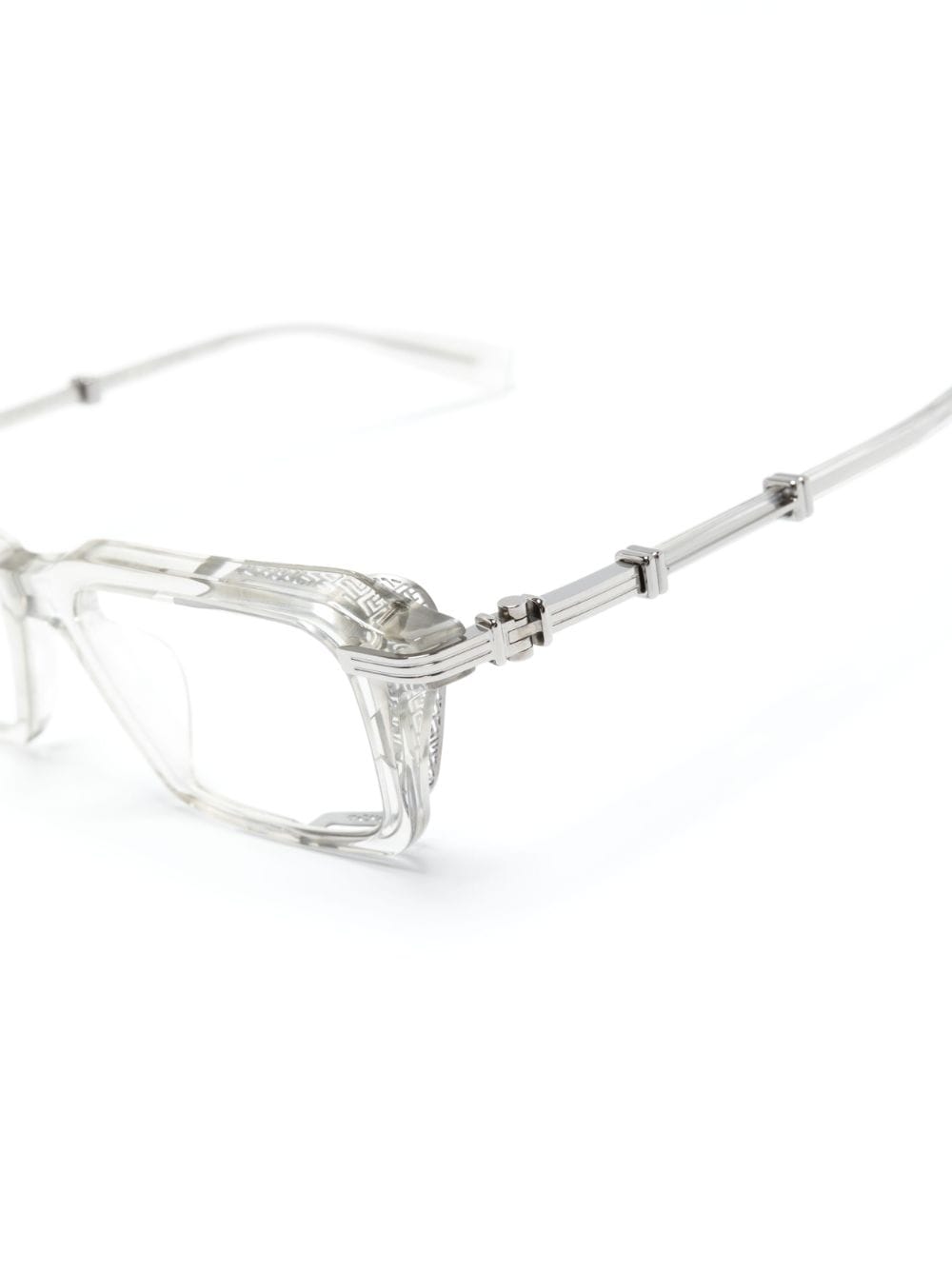 Shop Balmain Eyewear Legion Iii Rectangle Glasses In Grey