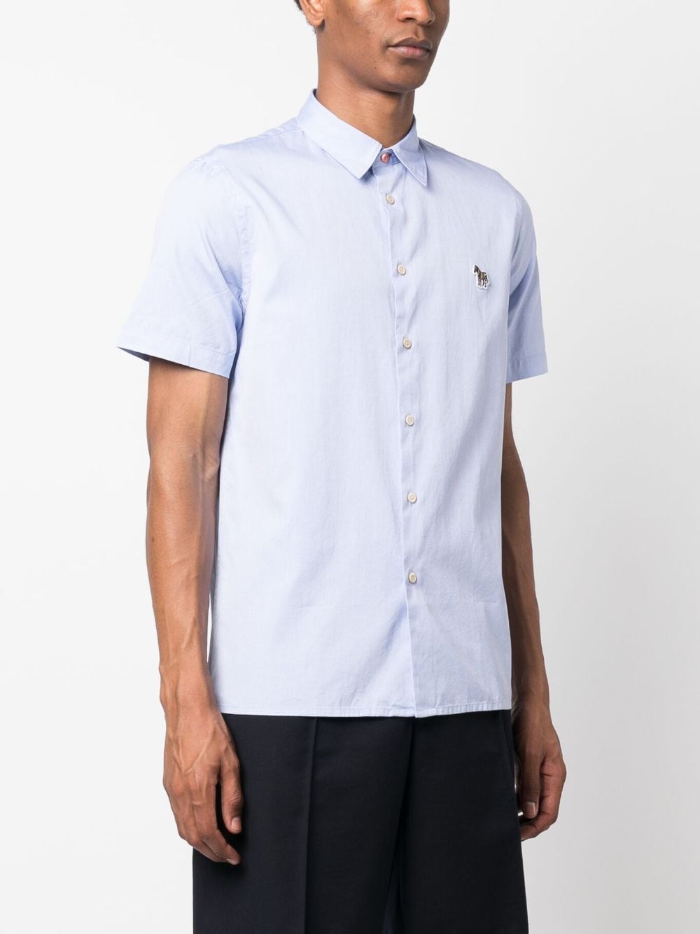 Shop Ps By Paul Smith Logo-embroidered Organic Cotton Shirt In Blue