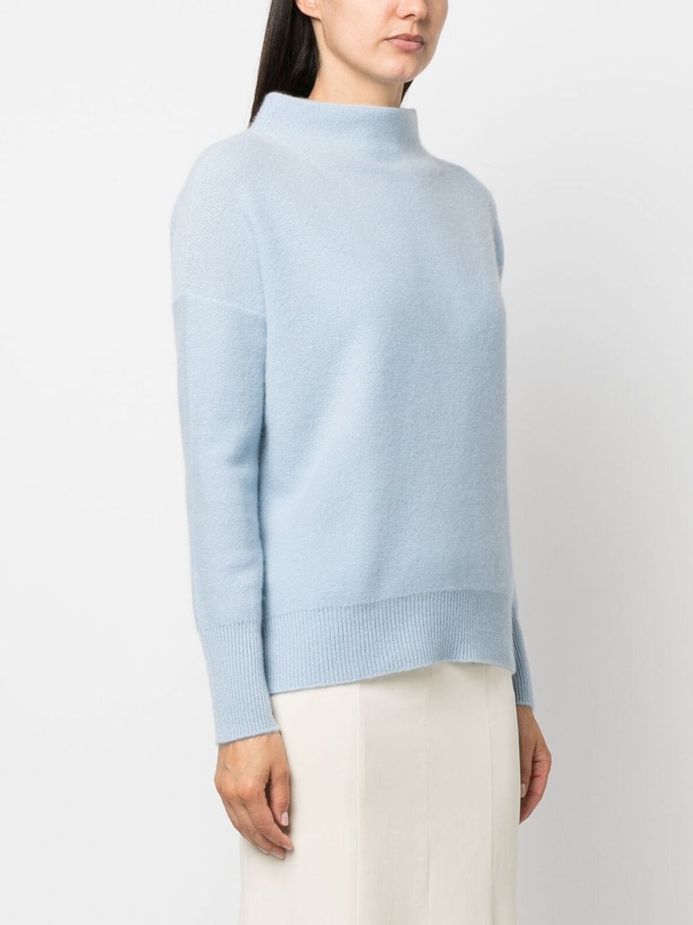 Shop Vince Funnel-neck Cashmere Pullover In Blue