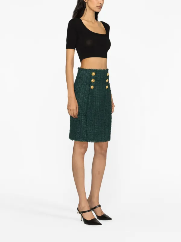 スカート BALMAIN Woman Skirt Green DF0LB196KH60 7CO BALMAIN: Skirt woman - Green | Balmain skirt DF0LB196KH60