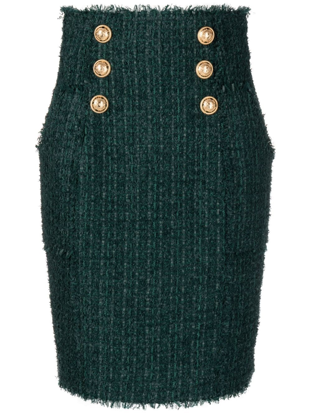 button-detail tweed pencil skirt