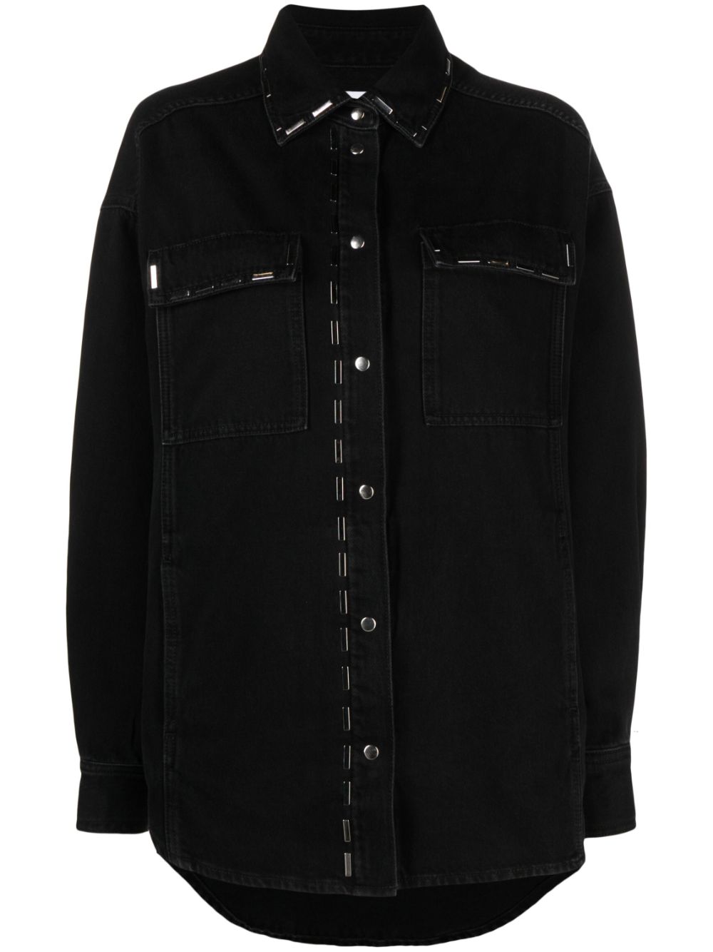 Shop Iro Stud-embellished Denim Jacket In Black