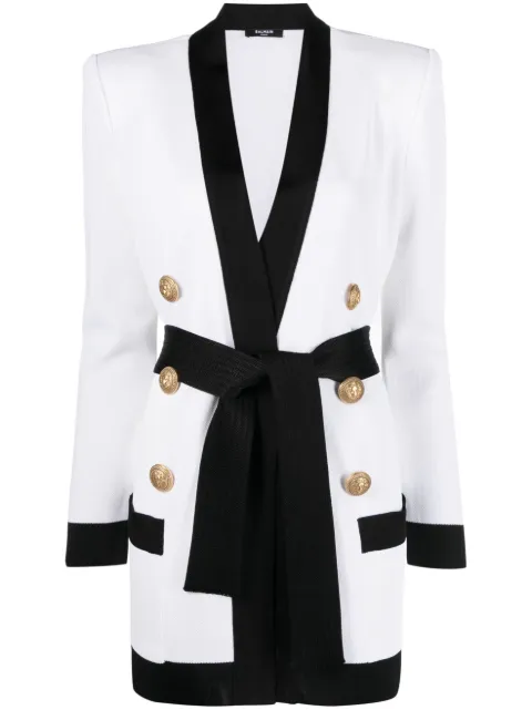 Balmain double-breasted belted cardigan coat