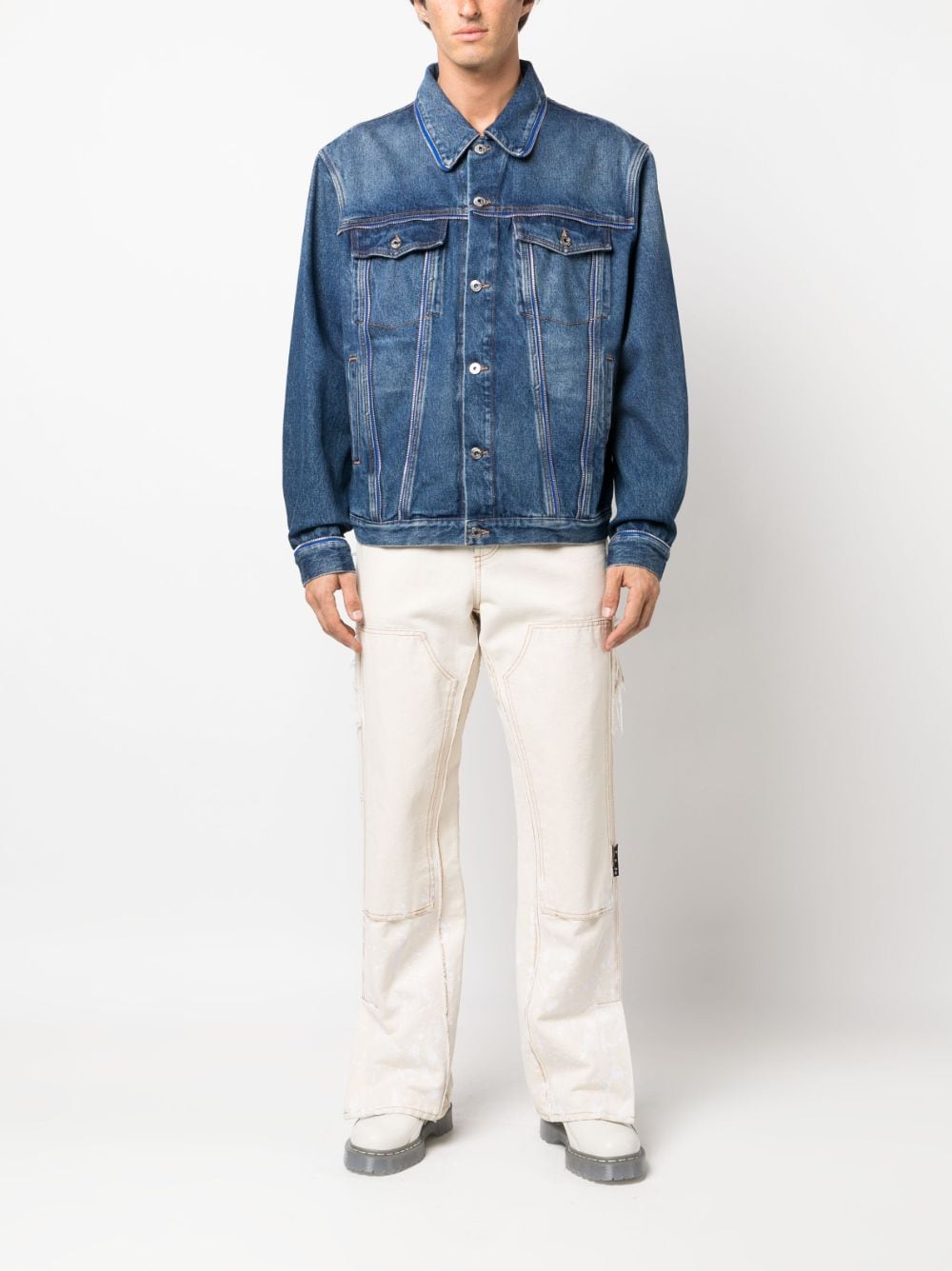 Off-White zip-embellishment denim jacket - Blauw