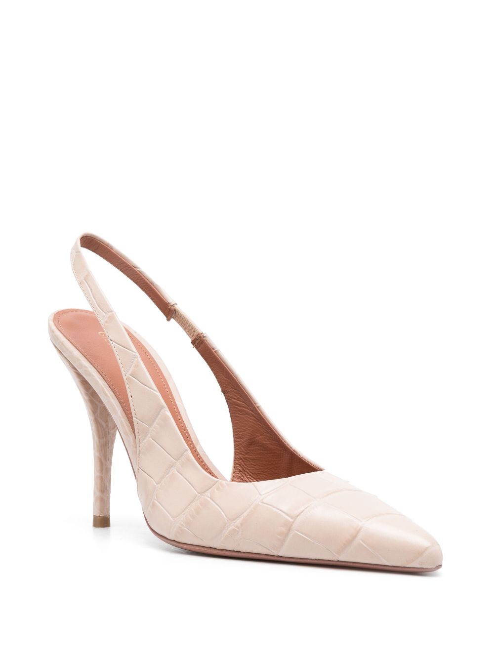 Giuliano Galiano 100mm crocodile-effect slingback pumps - Beige