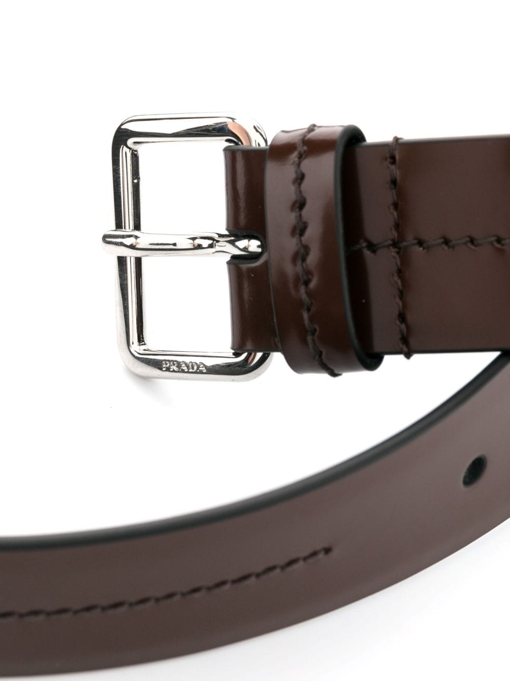 Prada tonal-stitching leather belt - Bruin
