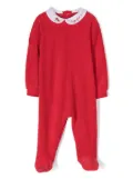 Il Gufo logo-embroidered velvet-effect romper