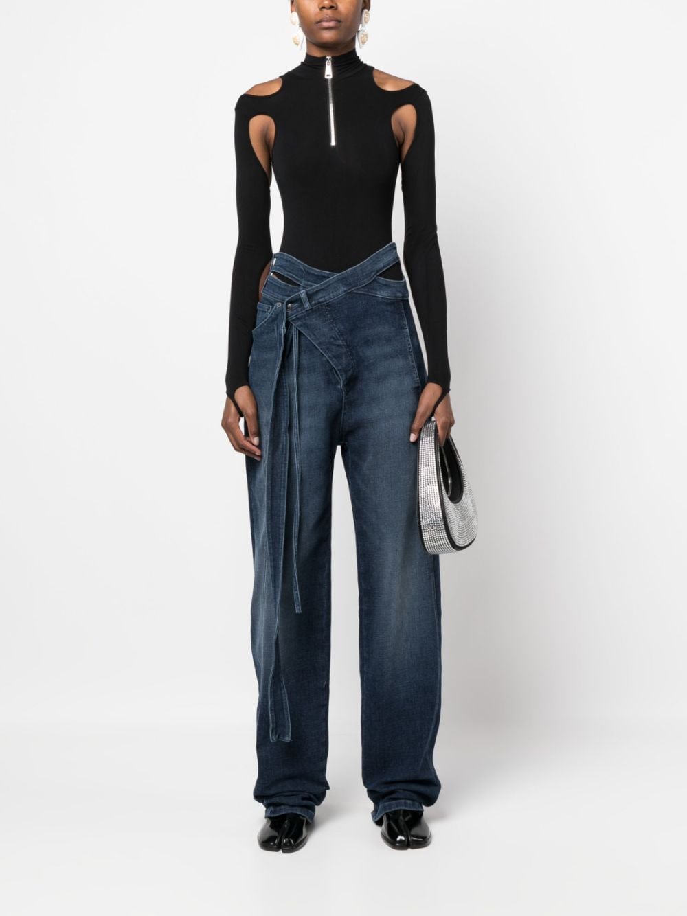 Image 2 of Ottolinger wrap-style cut-out straight-leg jeans