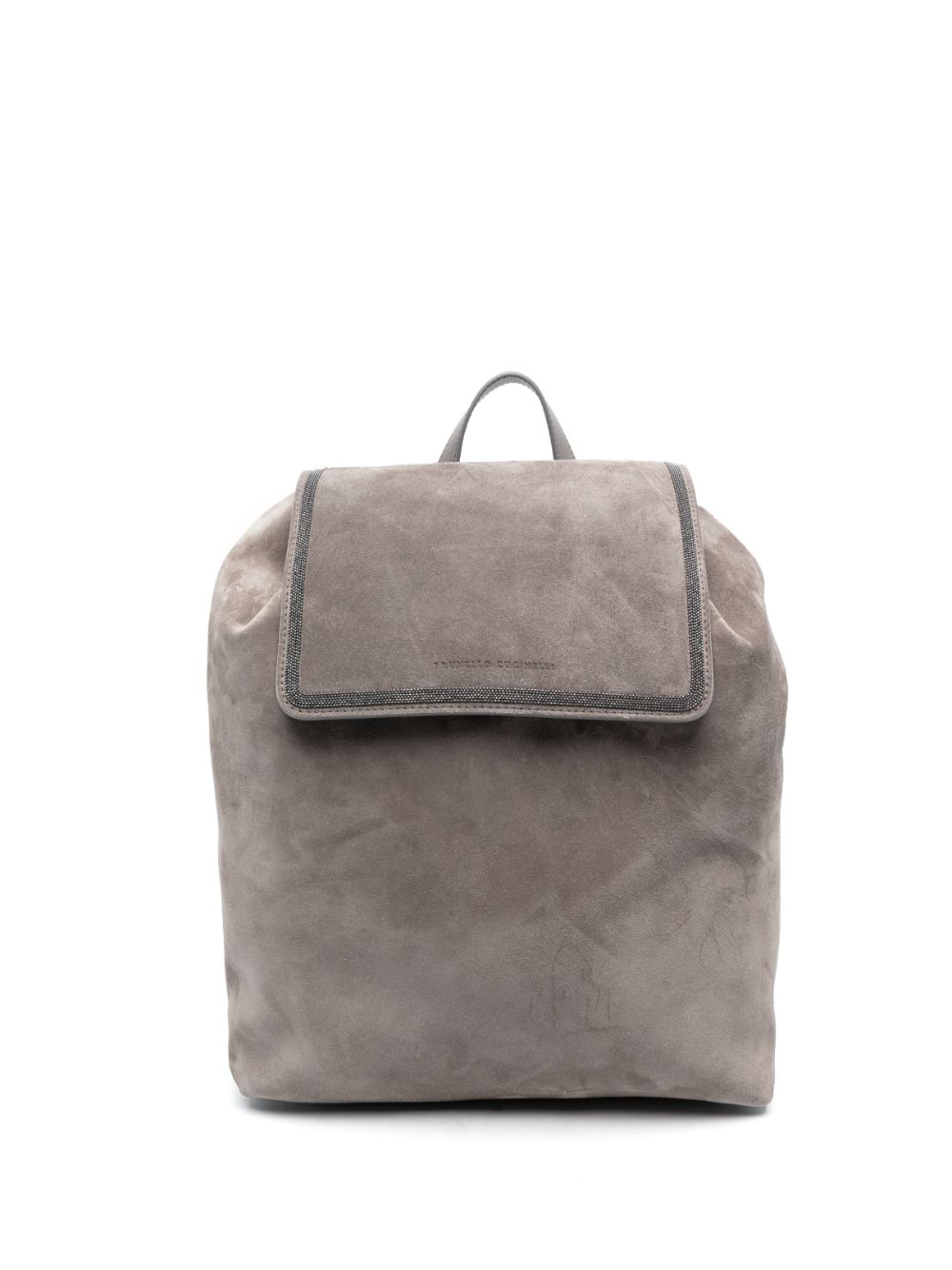 debossed-logo suede backpack