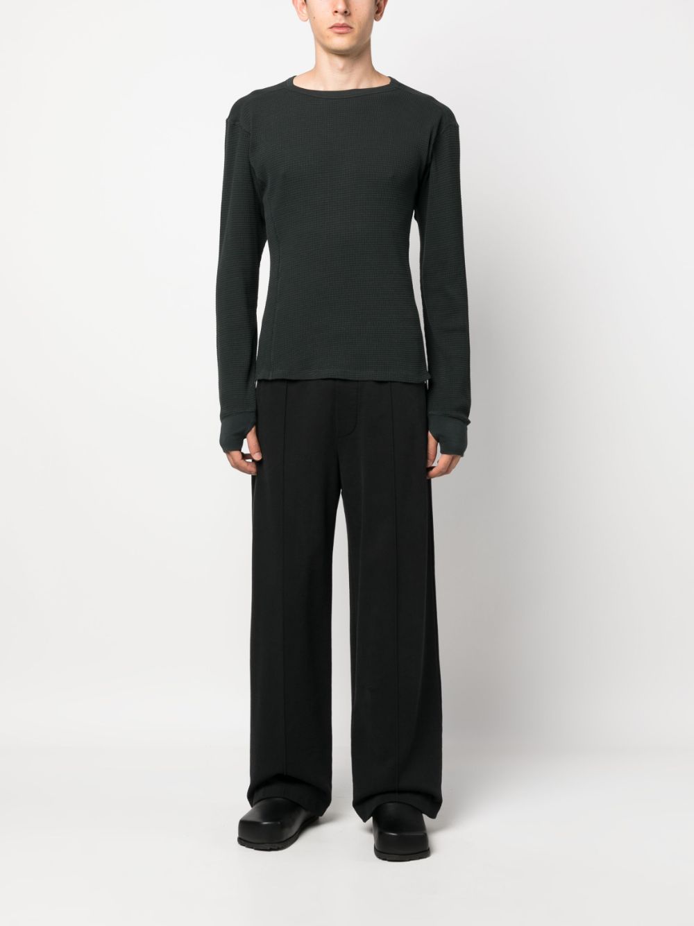 ENTIRE STUDIOS textured-finish round-neck jumper - Groen