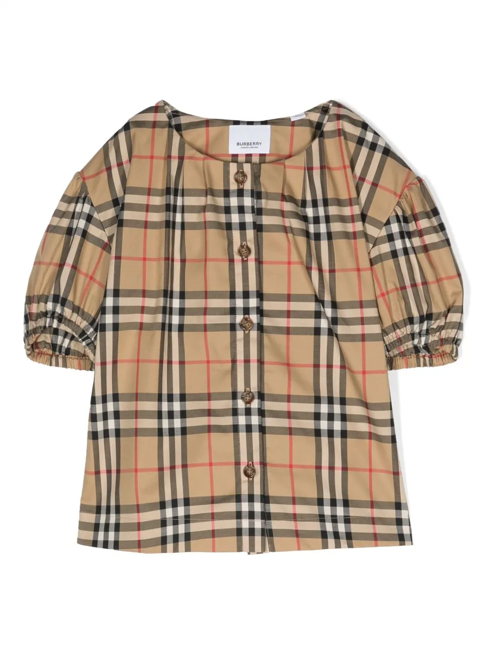 Burberry Kids'  Childrens Check Stretch Cotton Twill Blouse In Neutrals