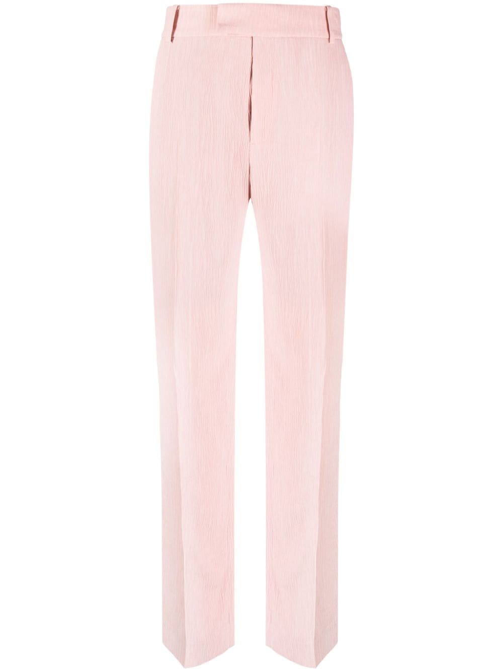Frenken Plissé-effect Straight-leg Trousers In Pink