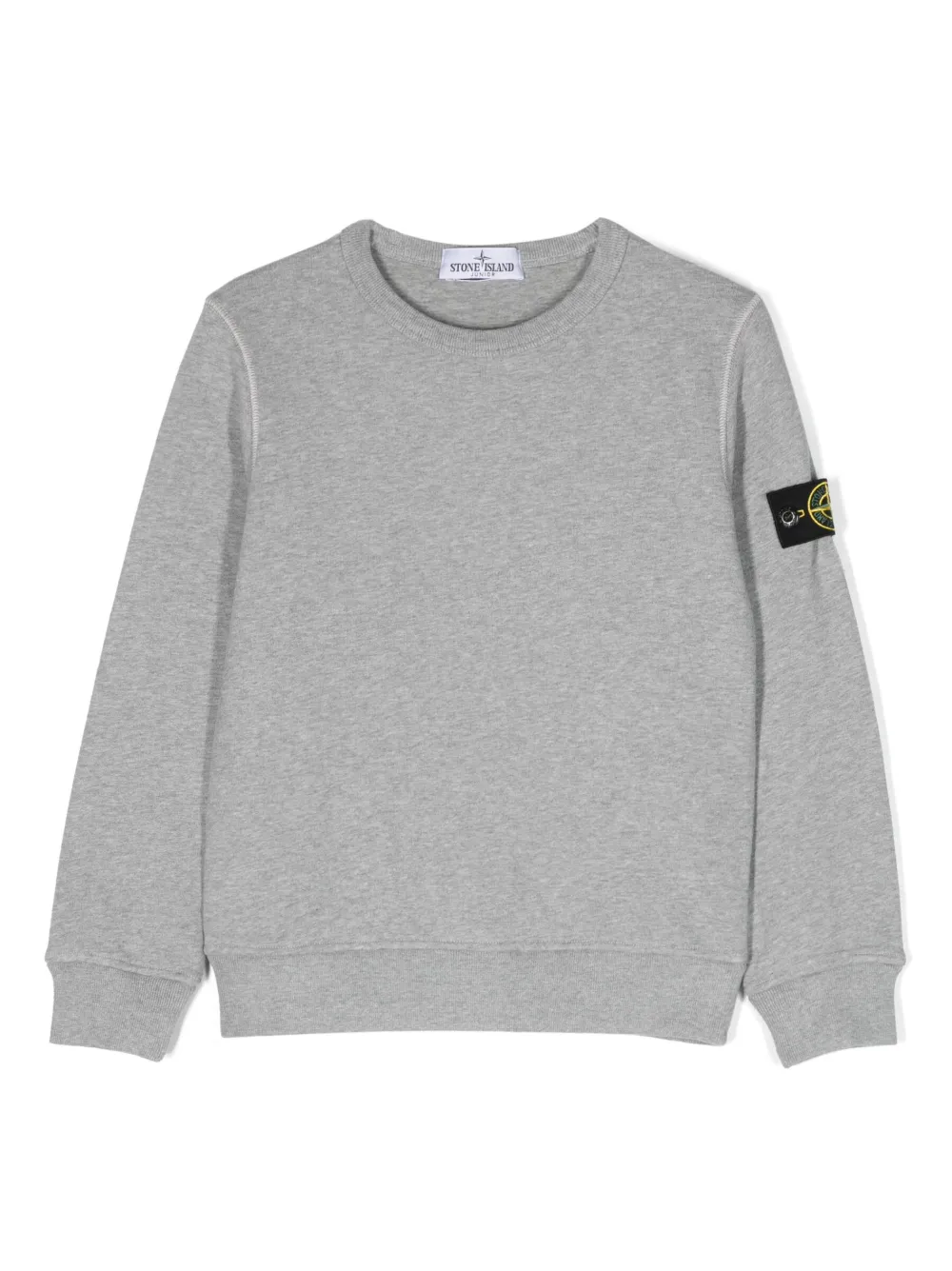 Stone Island Compass-patch Crew-neck Sweatshirt In Grey