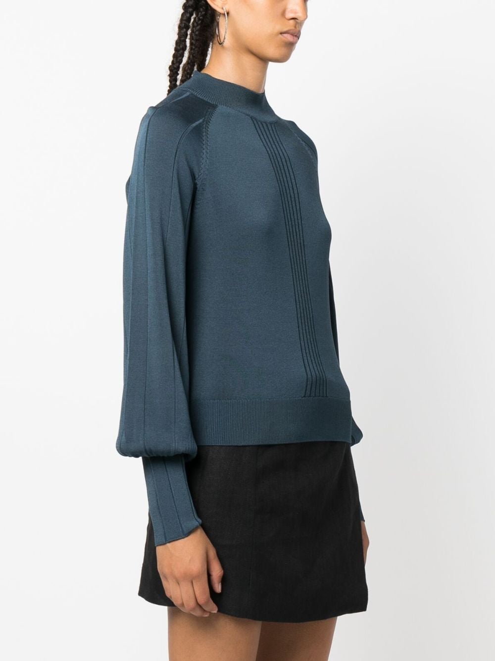 Shop Patrizia Pepe Puff-sleeves Fine-knit Jumper In Blue