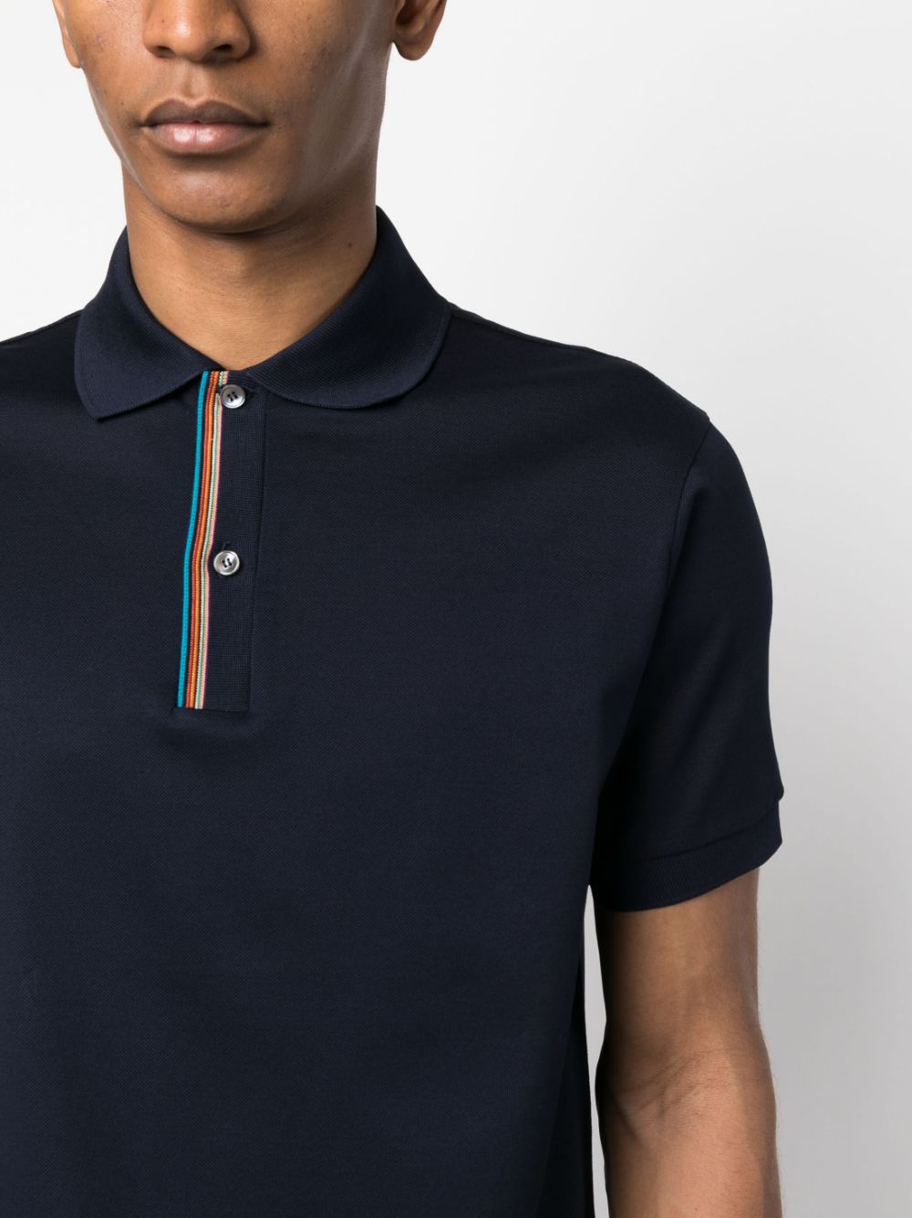 Shop Paul Smith Rainbow-stripe Cotton Polo Shirt In Blau