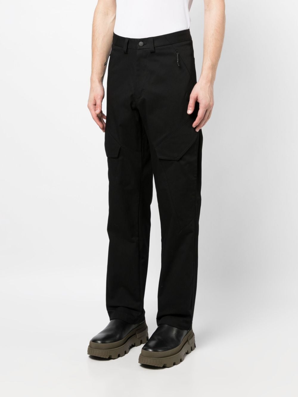 Shop Moncler Logo-patch Straight-leg Trousers In Black