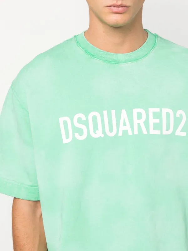 DSQUARED2 drop-shoulder Cotton T-shirt | Green | FARFETCH IN DSQUARED2 drop-shoulder Cotton T-shirt | Green | FARFETCH IN