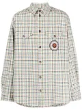 Kenzo checked logo-patch shirt - Brown