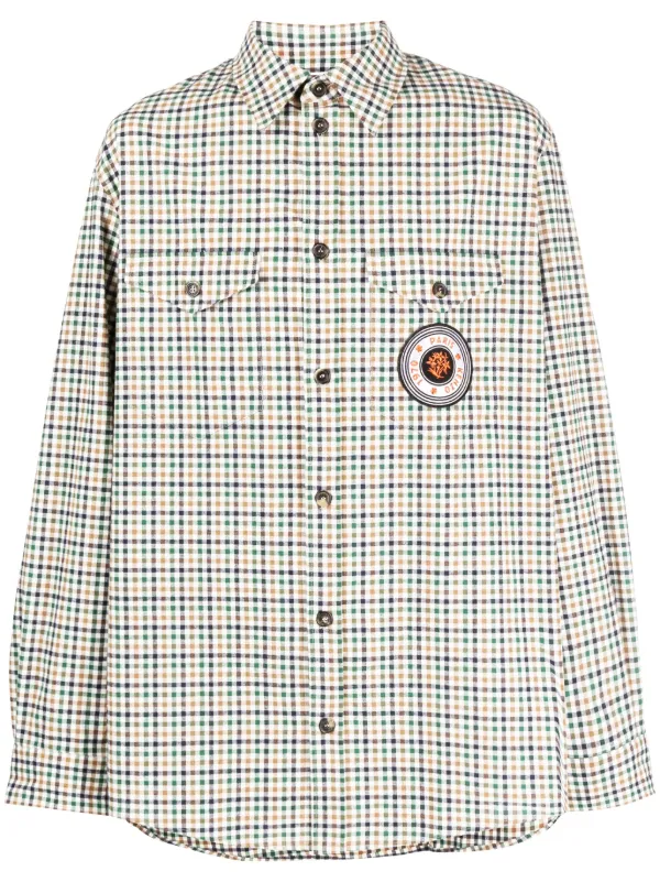 Kenzo チェック ロゴ シャツ | ブラウン | FARFETCH JP
