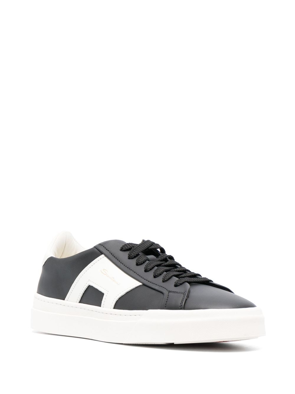 Shop Santoni Double Buckle Low-top Sneakers In Schwarz