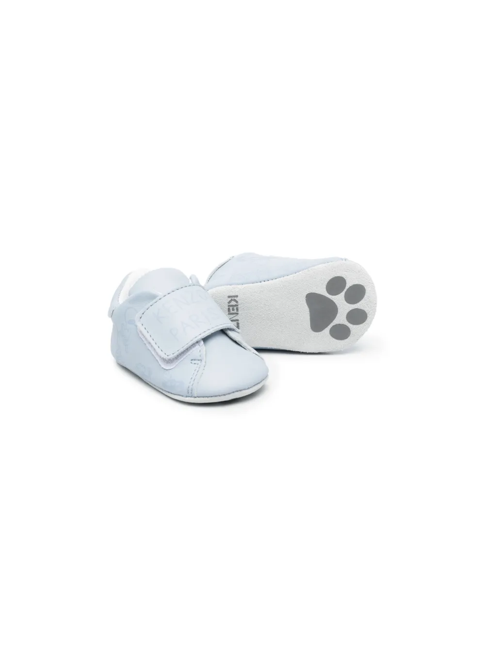 Kenzo Kids logo-print leather trainers - Blauw