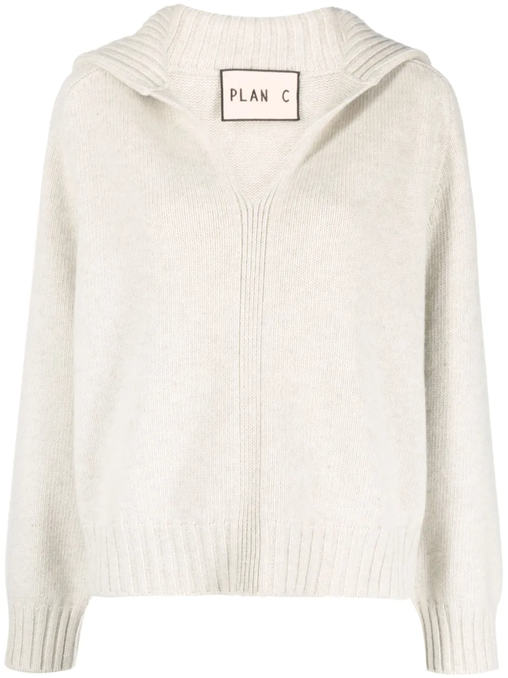 Image 1 of Plan C V-neck hooded jumper