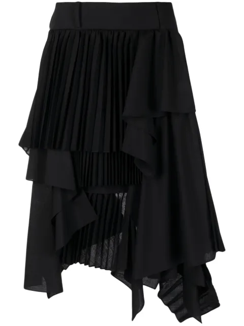 sacai asymmetric pleated skirt