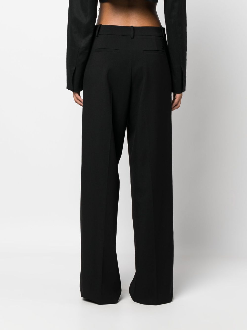 Shop Blumarine Pressed-crease Twill Straight-leg Trousers In 黑色