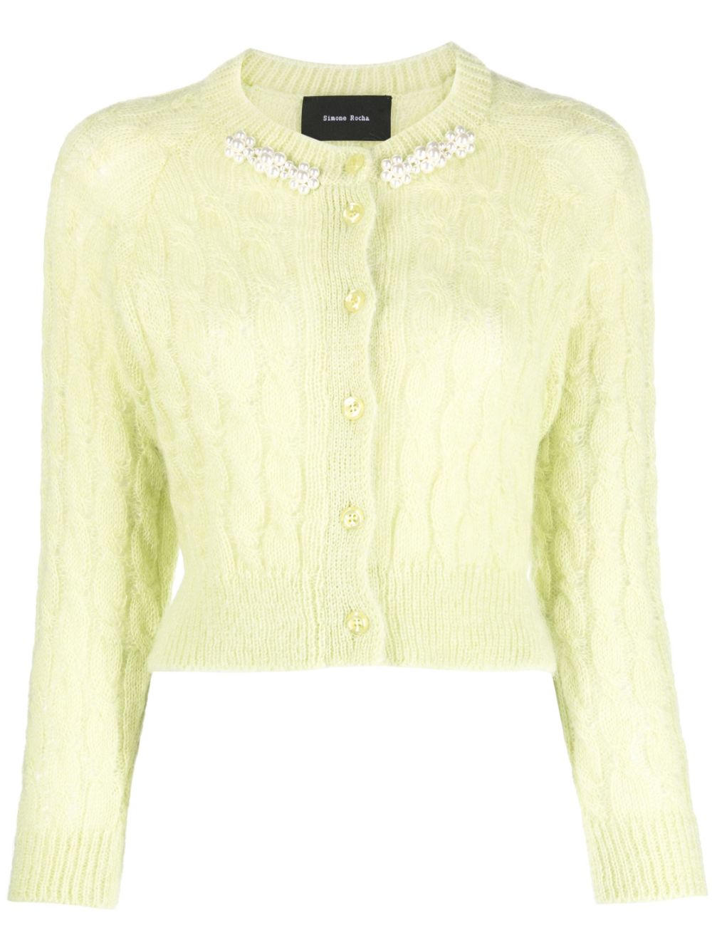 Simone Rocha faux pearl-detail knitted cardigan - Green