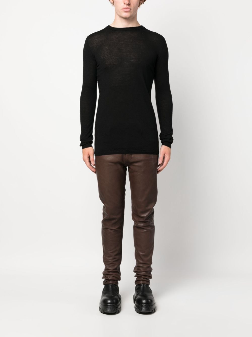 Rick Owens skinny-cut leather trousers - Bruin