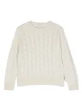 Brunello Cucinelli Kids cable-knit long-sleeve jumper - White