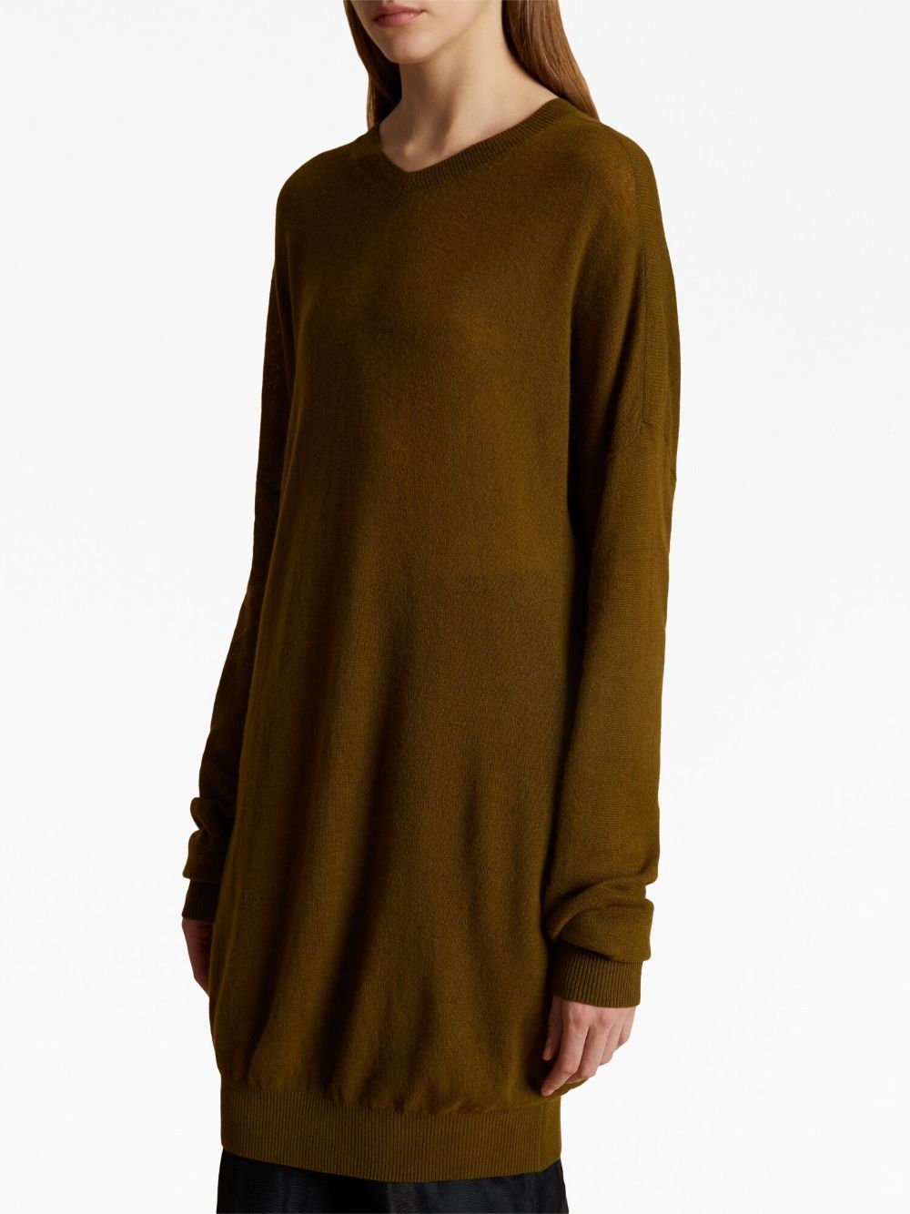 Shop Khaite The Marano Cashmere Knitted Dress In Brown