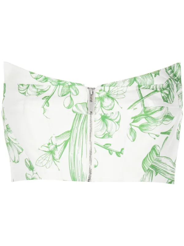 Leo Lin Floral-print Cotton Top in White