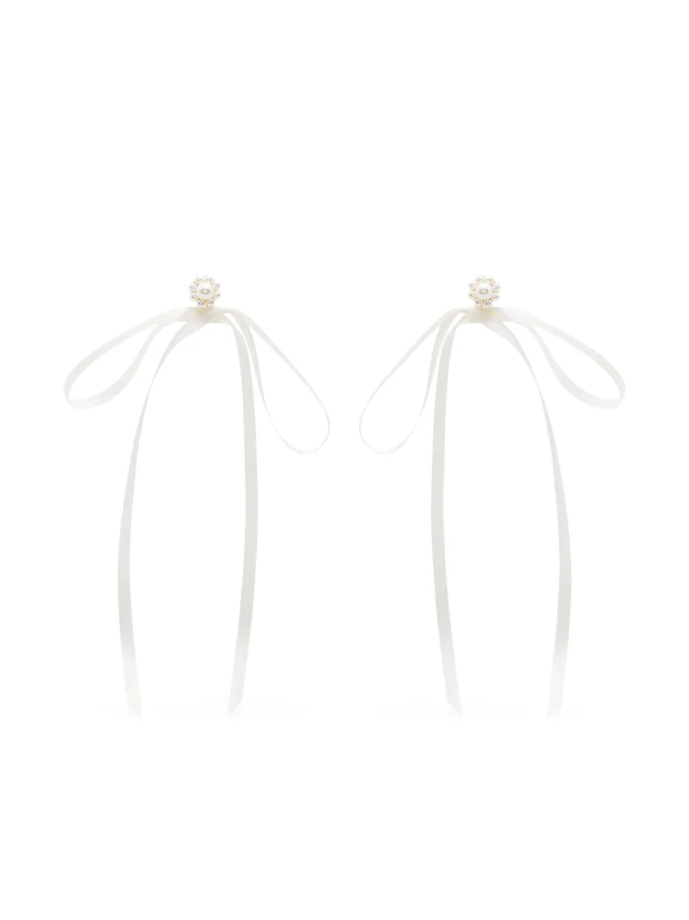 Image 1 of Simone Rocha pearl-embellished ribbon bow earrings