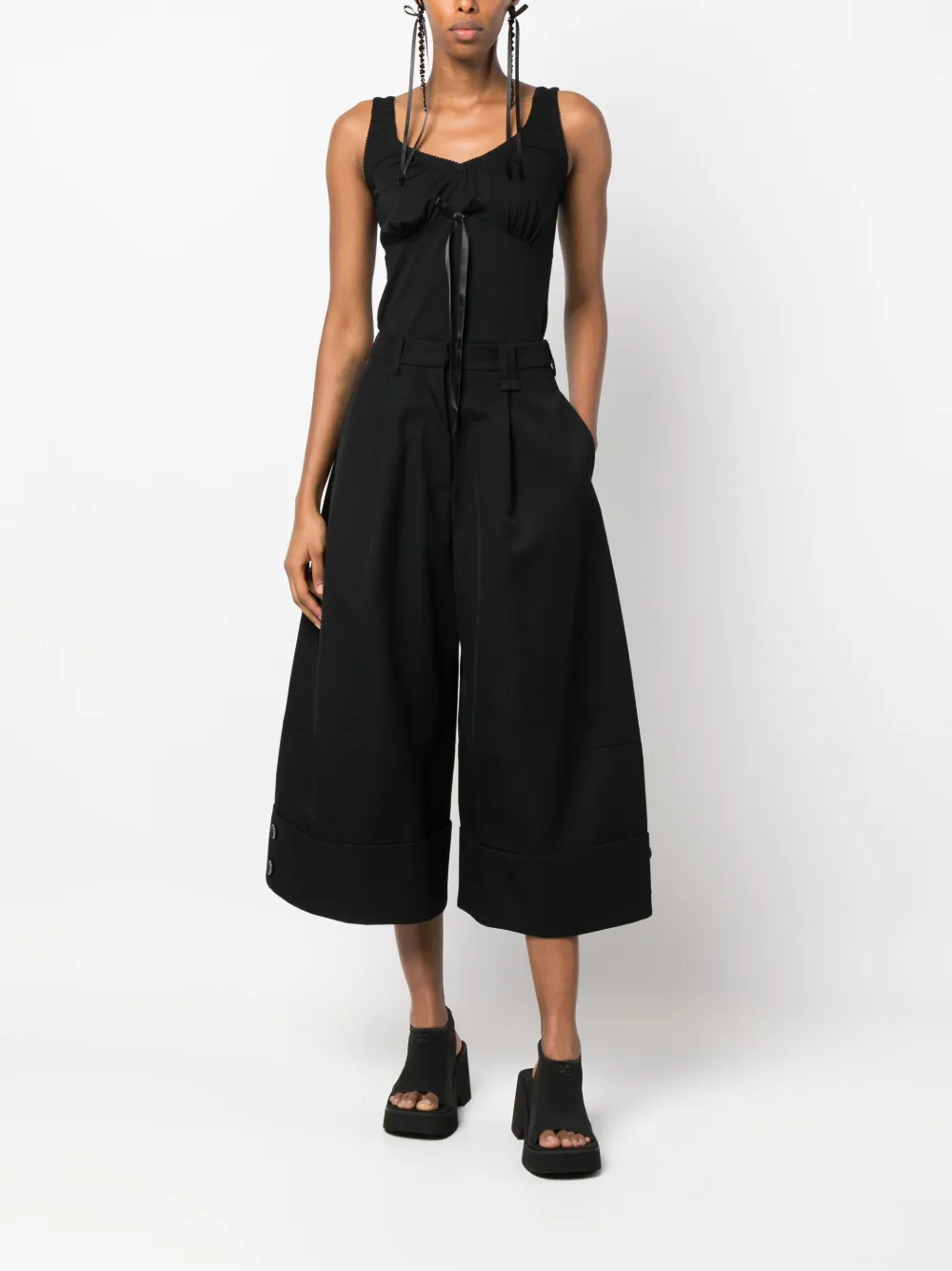 Simone Rocha bow-detail cotton bodysuit - Zwart