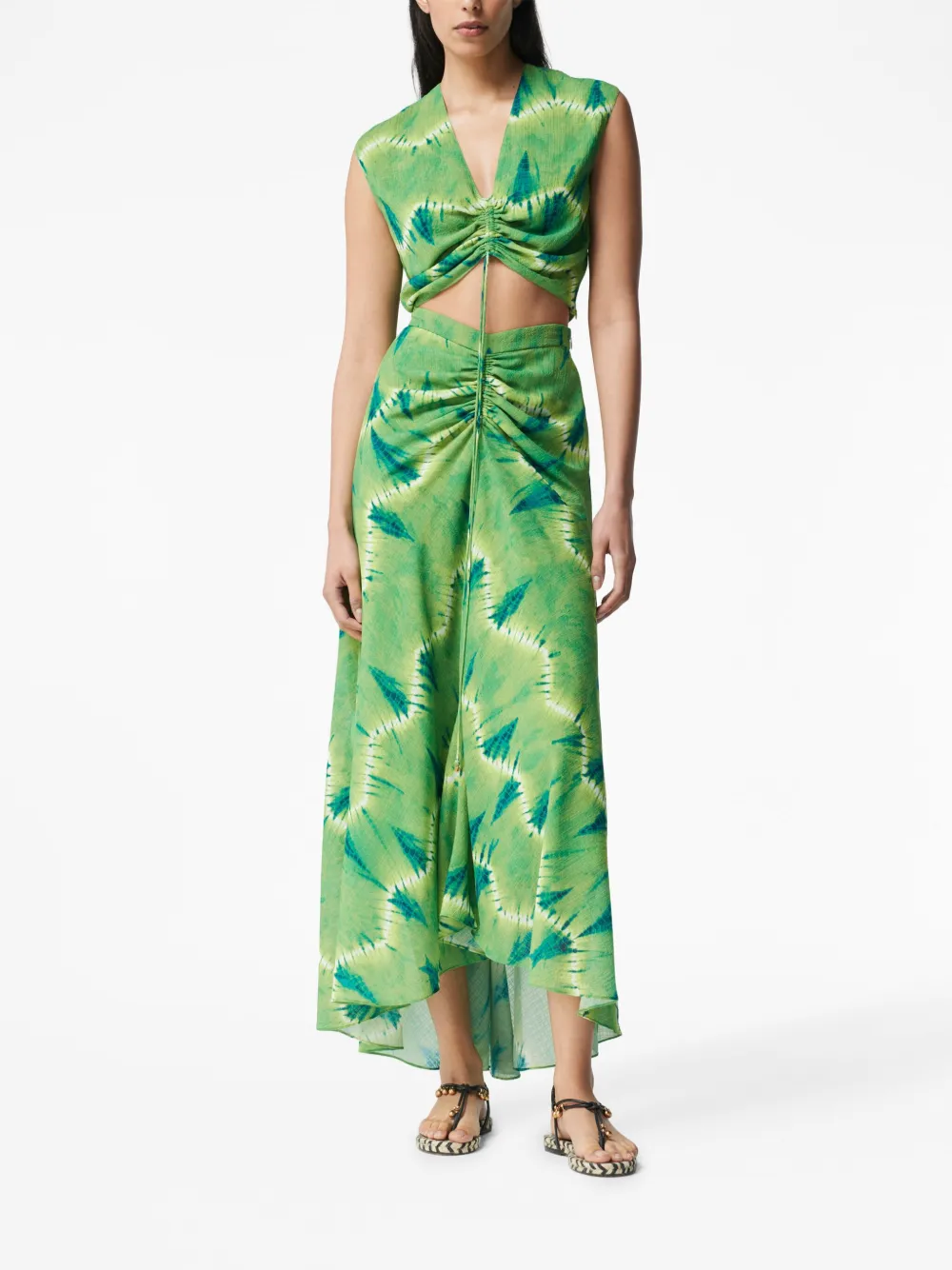 Altuzarra Thalissa motif-print maxi skirt - Groen