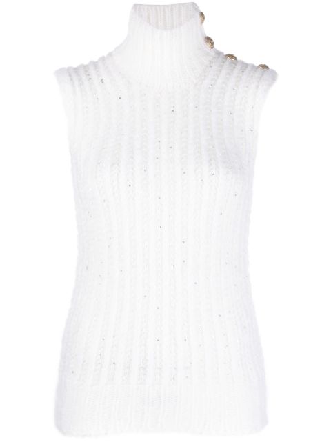 Balmain sequin-embellished knitted top Women