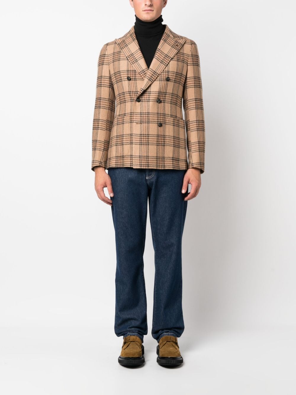Tagliatore Prince of Wales-check double-breasted blazer - Beige