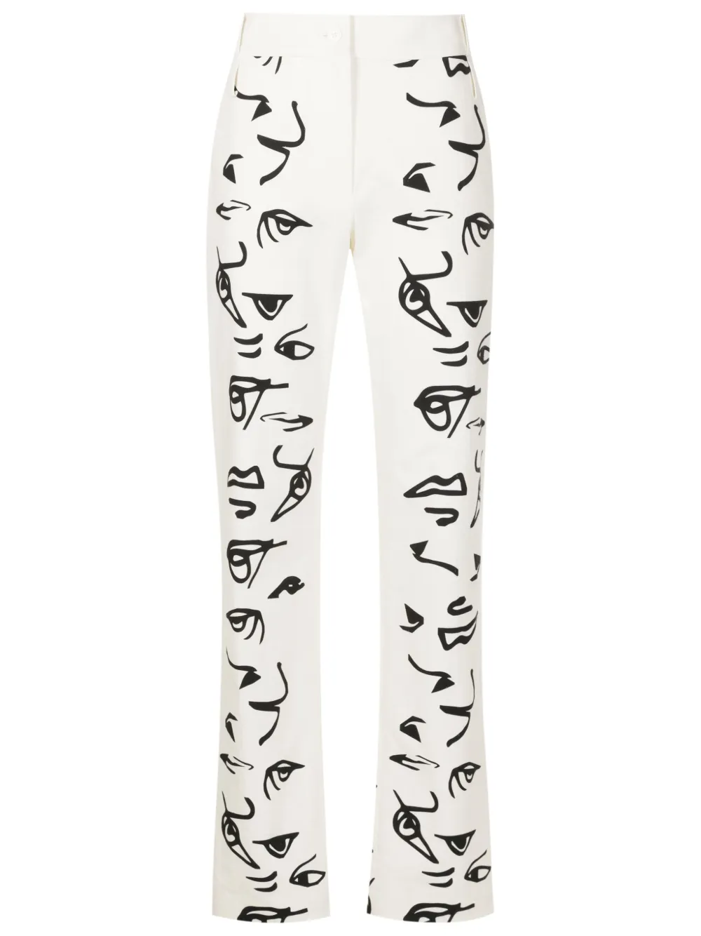 Gloria Coelho Graphic-print Straight-leg Trousers In White
