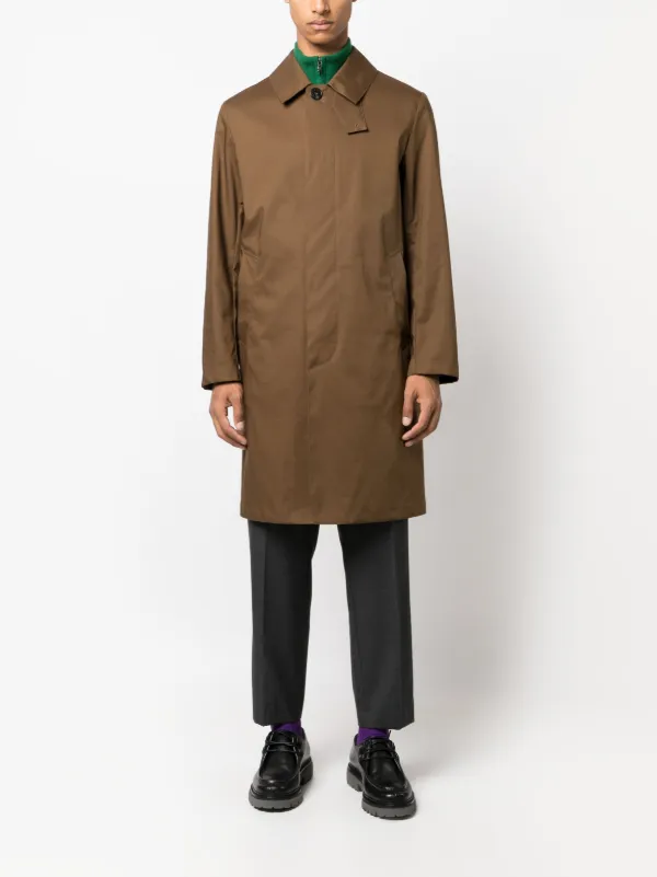 Mackintosh Manchester button up Cotton Raincoat Brown FARFETCH AE