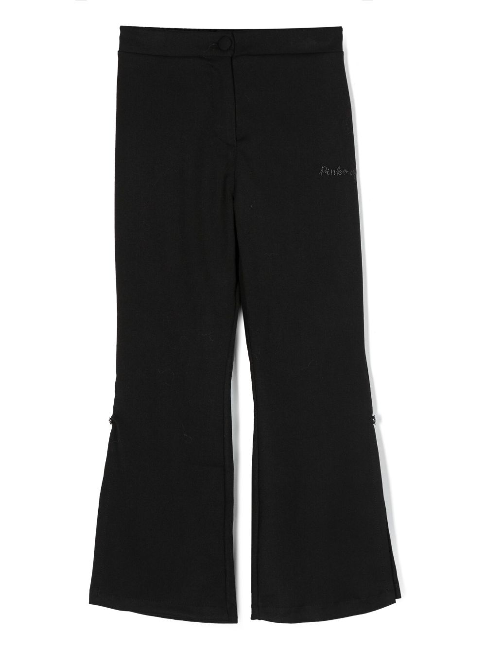 Pinko Kids logo-embroidered flared trousers - Black