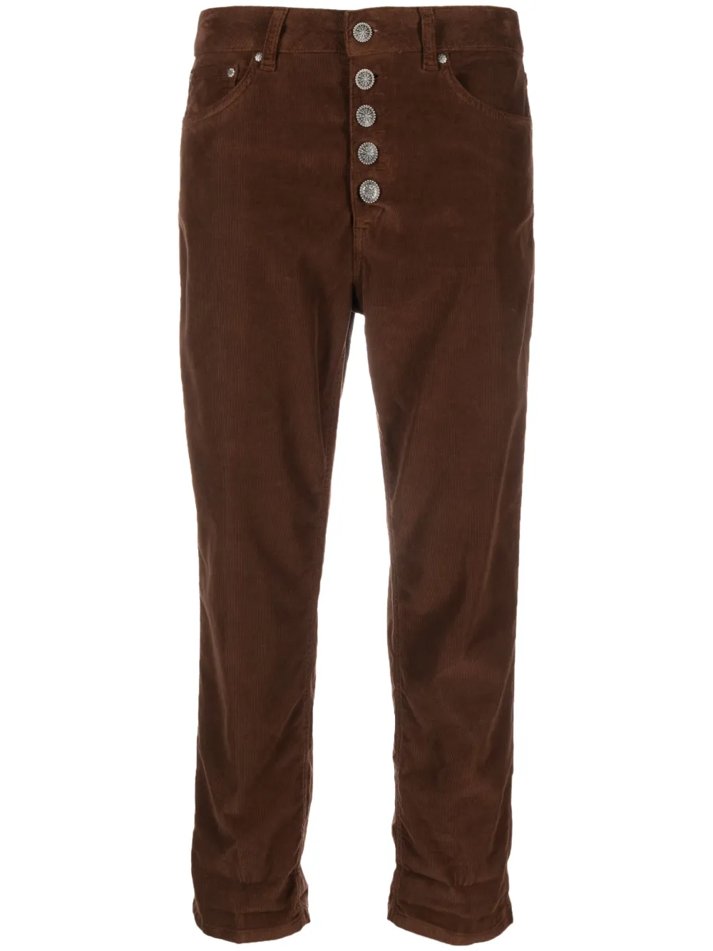 Dondup Cropped Corduroy Trousers In Brown